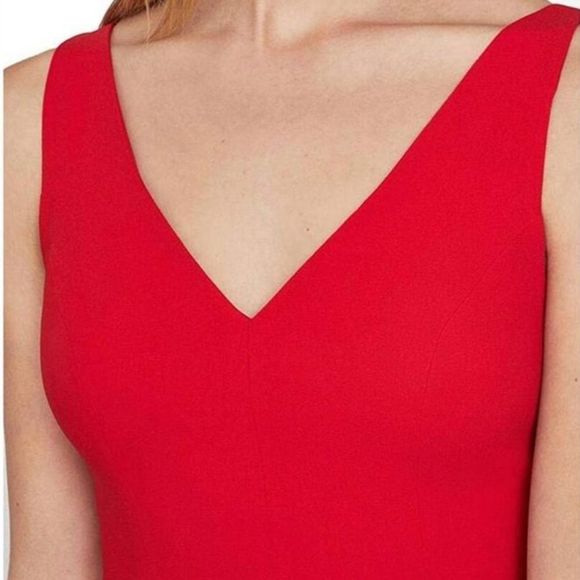 BCBGMAXAZRIA red sleeveless double-V sheath asymmetrical mini cocktail dress 12 - Picture 4 of 12